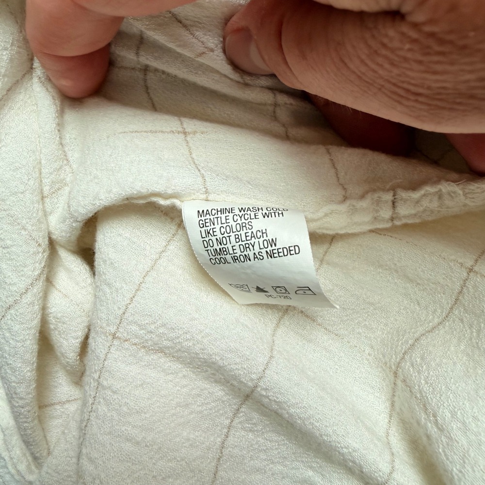 Arrow Mens Short Sleeve Button Down Shirt‎ Cream Bamboo Cotton Windowpane Medium - Picture 7 of 9